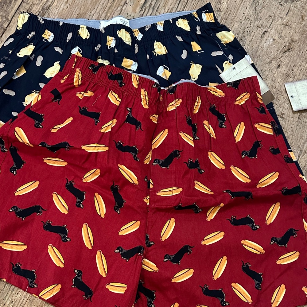 Sonoma Red and Blue Boxers with Dog and Hot Dog Print